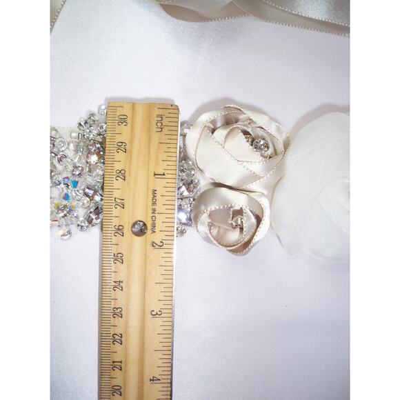 Champagne taupe bridal belt, bridal dress belt belt rhinestone bridal dress sash - Picture 5 of 5